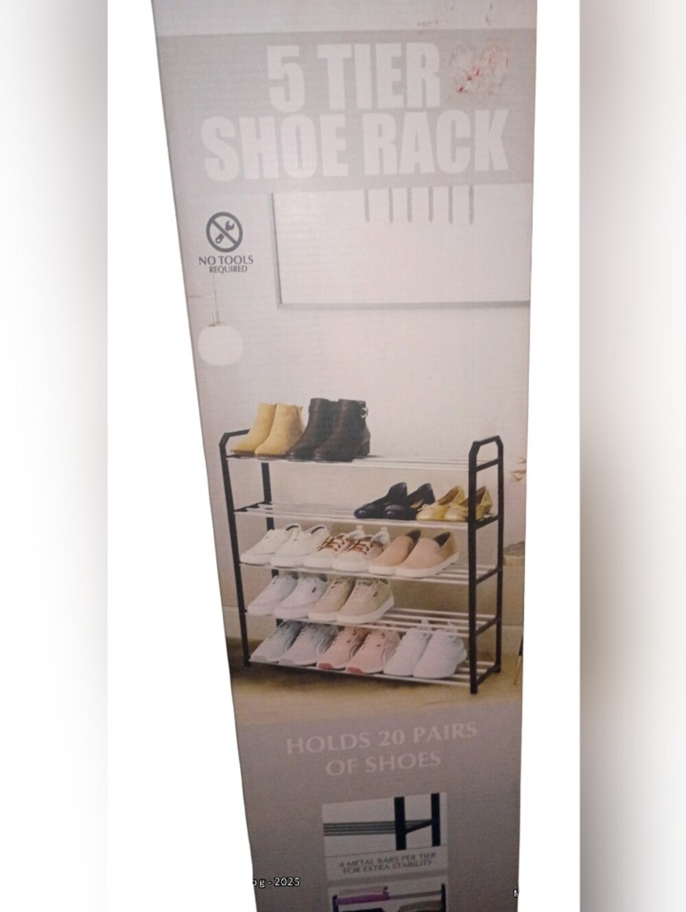 5-Tier Shoe Rack - Metal Shelves